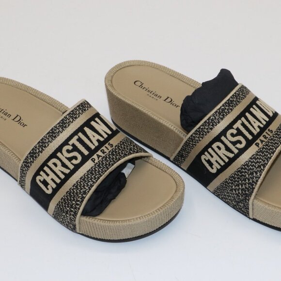 Christian Dior D-way Wedge Slides Platform Oblique Sandals Sz 42 US 12 - Picture 11 of 13